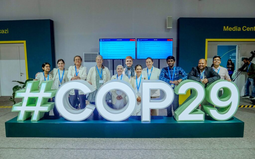 Mohamed Bahr, Head of Strategic Planning, Faith Pavilion; Sister Jayanti, Add Admin Head of Brahma Kumaris; Aneta Loj, UNCCD Focal Point; Sonja Ohlsson, UNFCCC Focal Point (Moderator).